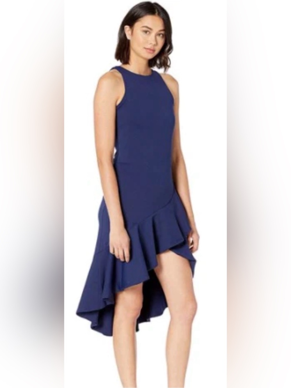NWT Susana Monaco Deep Sea Ruffle Dress Medium Blue Midi Cocktail Dress